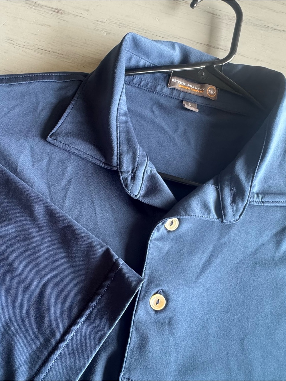 Peter Millar Summer Comfort Blue Performance Golf Polo Men’s L